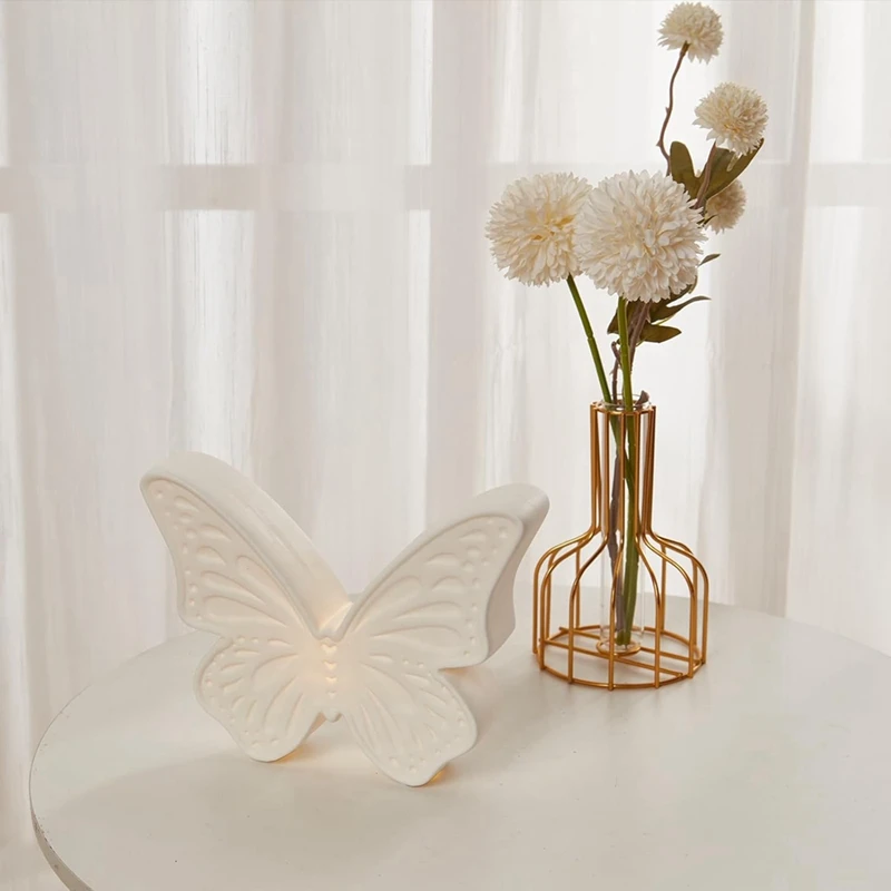 Butterfly Night Lights Statues, Ceramic Butterfly Decorative Ornaments, Bedroom Bedside Table Decorative Night Light Easy To Use