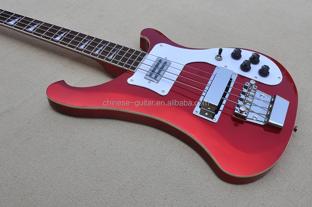 Flyoung Factory Metal Red Electric Bass Guitar 4 Strings Bass Chrome Hardwares Bass