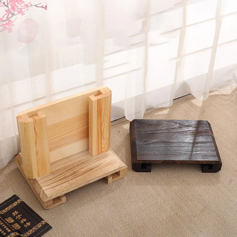 Mini Antique Wooden Low Stool Rectangle Wood Step Stool Mini Get Up Anti Slip Chair Living Room Small Coffee Table