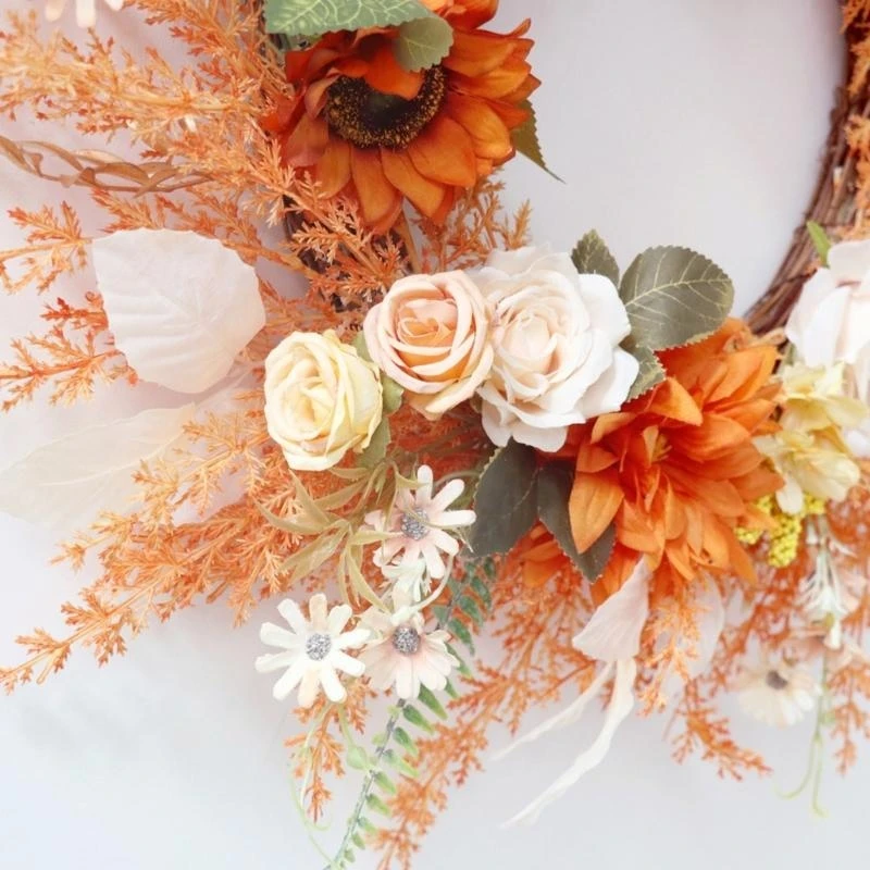 

Привлекательный осенний венок, регулируемые осенние цветочные гирлянды с розами для дверей и сезонных украшений дома 15UB