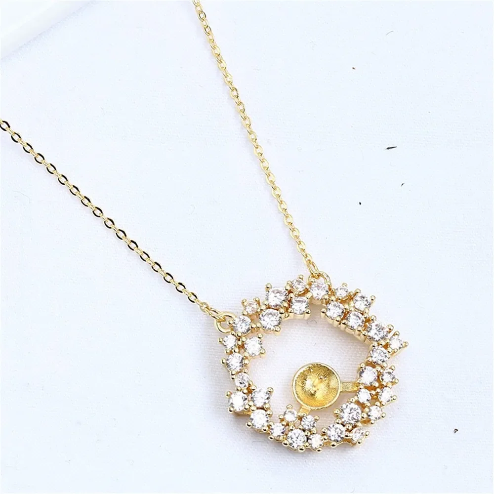 18K Gold Plated Pearl Chain Set, DIY Jewelry Making Supplies, Blank Pendant  Bases for Handmade Accessories, No Pearl