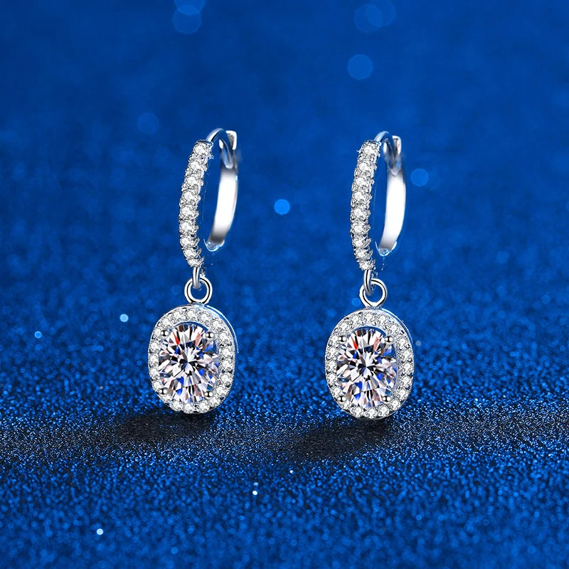 SEMNI 2.0ct owalny krój Moissanite diamentowe kolczyki wiszące dla kobiet 925 srebro Fine Jewelry Party prezent urodzinowy