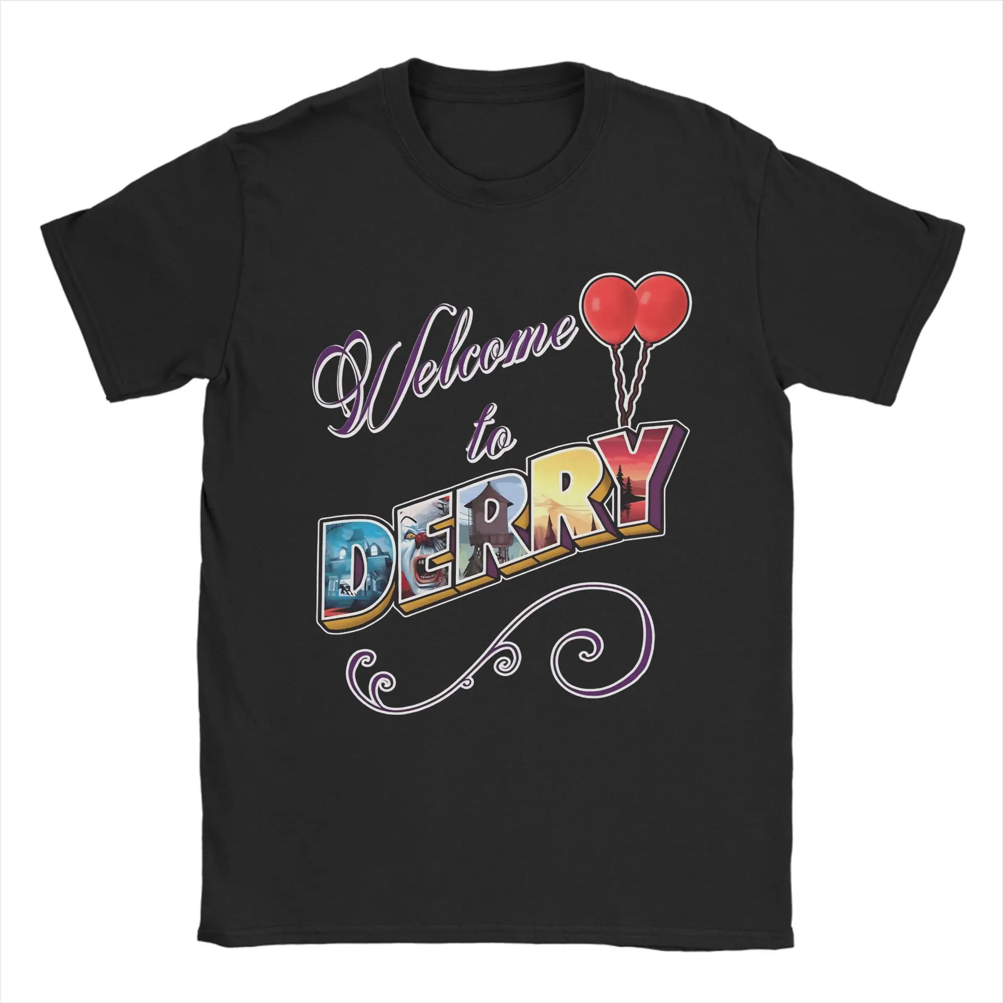 2026  Men Welcome To Derry Horror TV Show T Shirts Pure Cotton Tops Funny Short Sleeve Crew Neck Tee Shirt Plus Size T-Shirt