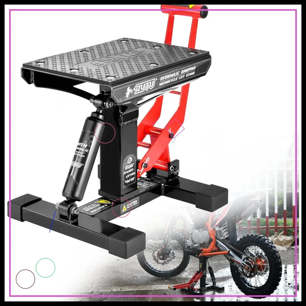 

Heavy-Duty Hydraulic Motorcycle Lift Stand – 1000Lbs Capacity Steel Hoist Jack for Dirt Bike, Snowmobile Repair