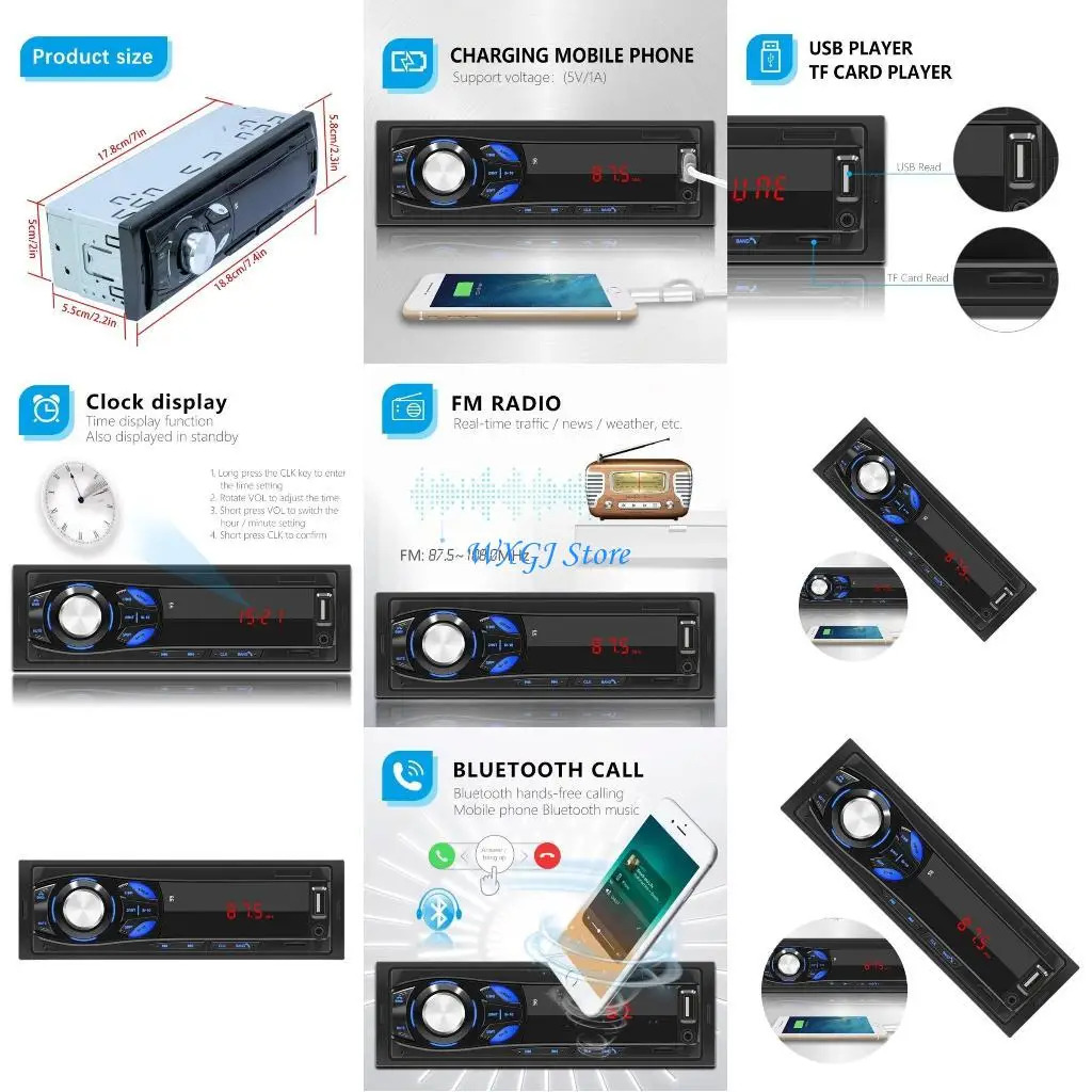

37JE Wireless Car Radio MP3 Multimedia AUX USB Music FM Player 12V Stereo Clear Sound