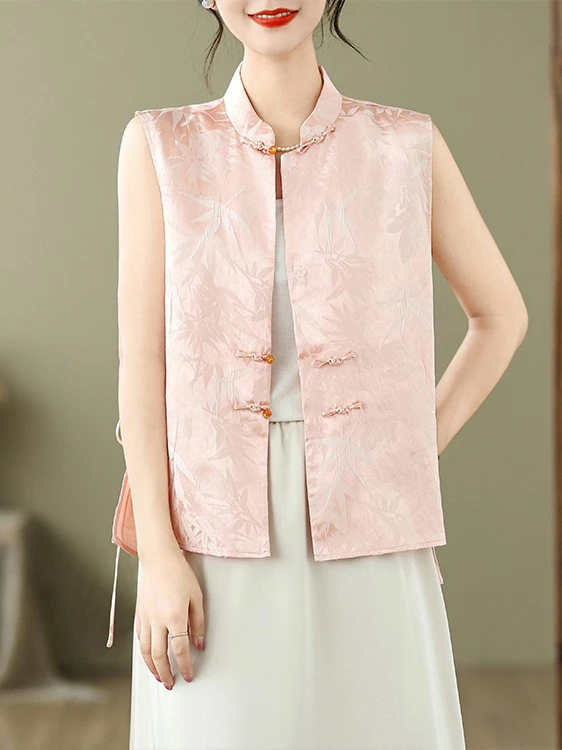 

Новый китайский тонкий бамбуковый костюм Le с вышивкой, джат с воротником-стойкой, женский жилет, национальный костюм Sle Tang, топ, летний сезон