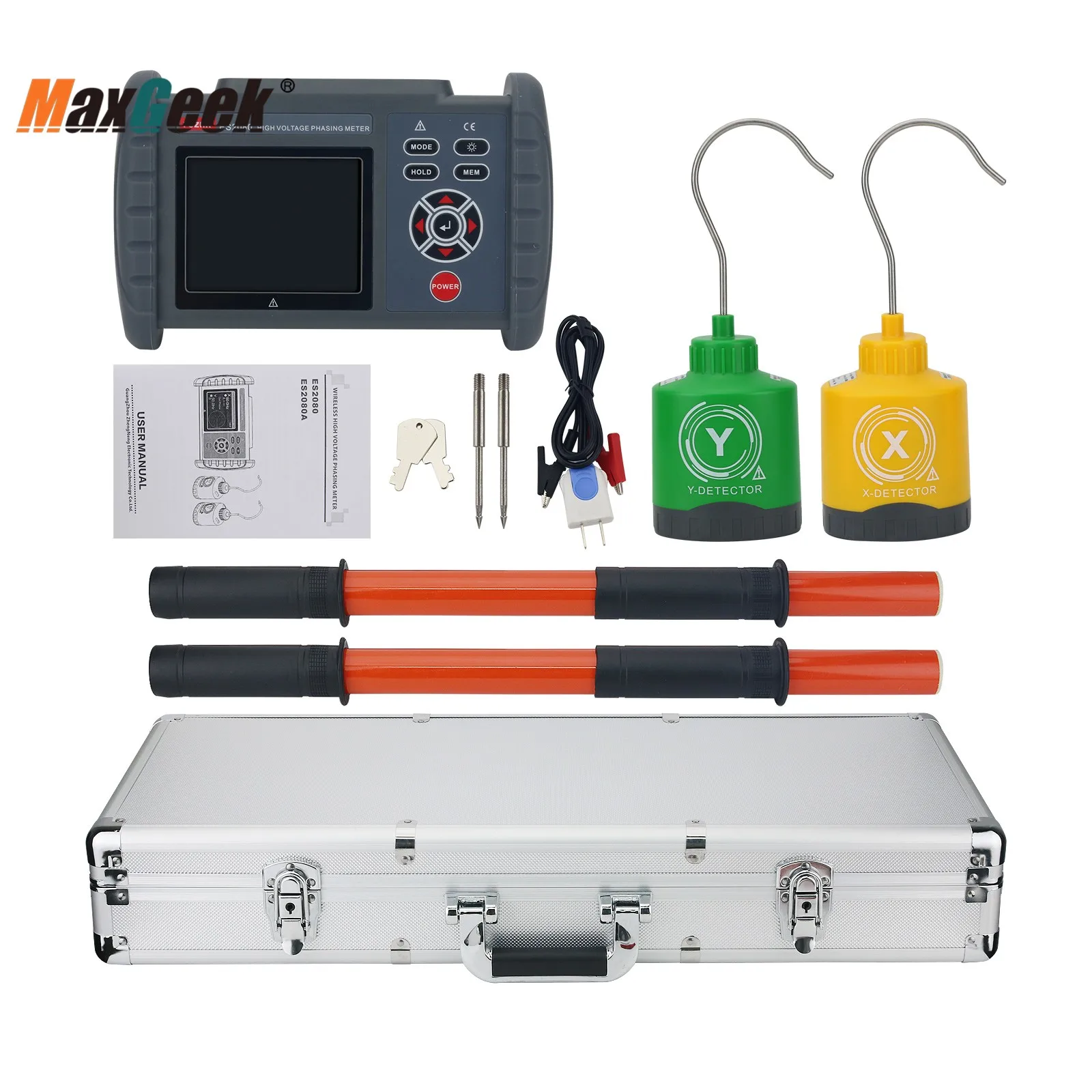 Maxgeek ES2080A ES2080 Wireless High Voltage Nucleus Phase Meter (Voice Nucleus Phase) 30-Meter Transmission Phase Detector