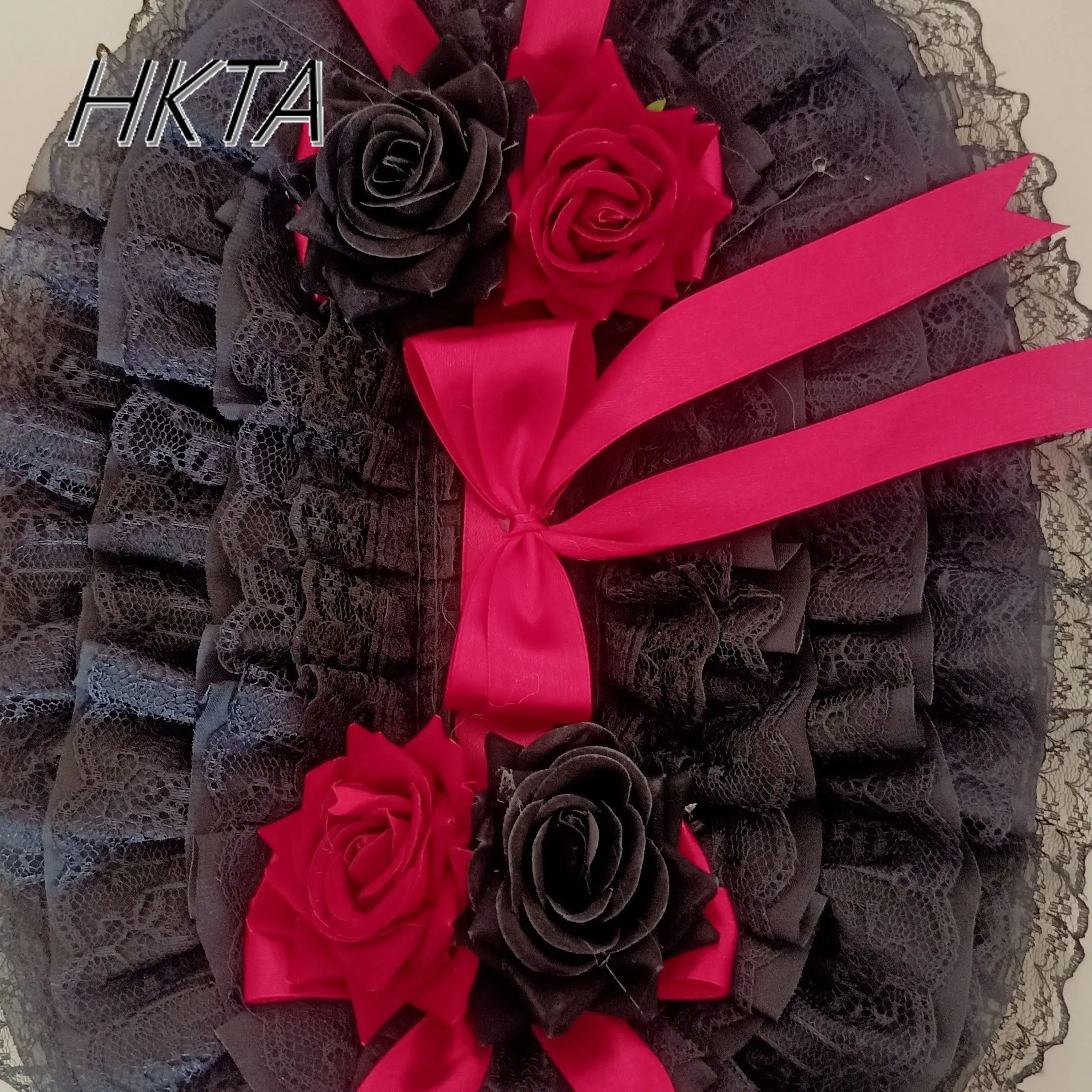 French Style Vintage Lace Adult Lolita Flat Hats Female Fashion Elegant Bow Flowers Cosplay Black and Red Hat Accessories Women