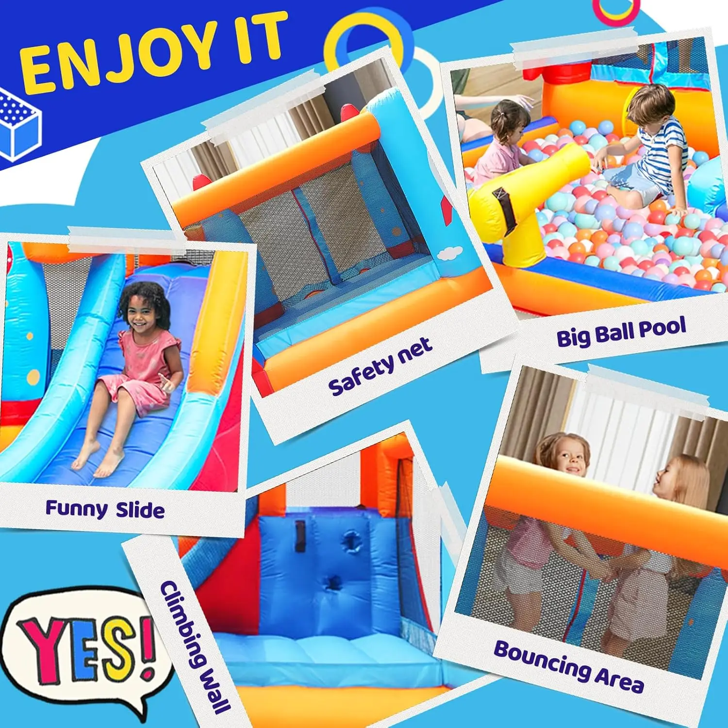 Toboggan gonflable-maison de rebond pour enfants, château gonflable pour enfants en plein air, maison de rebond d'eau avec toboggan, Par d'eau gonflable