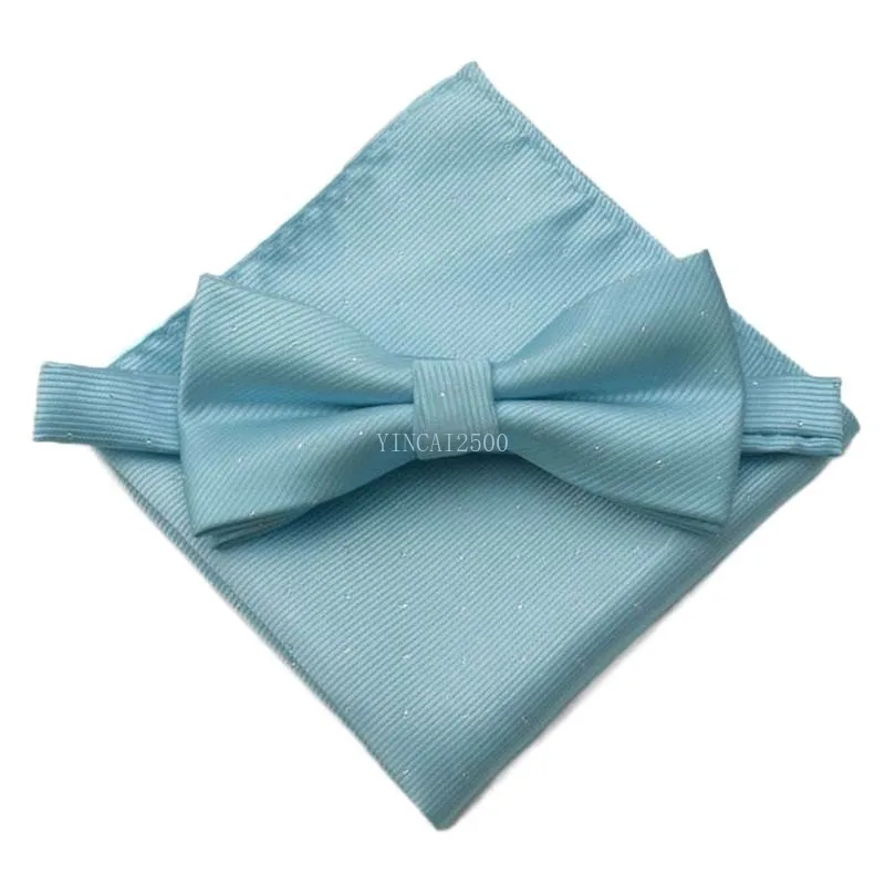 Mens Bowtie Handkerchief Pocket Squares Bowknot 2Pcs Set Dot Butterfly Bow tie Christmas Gift school Classic MJ119