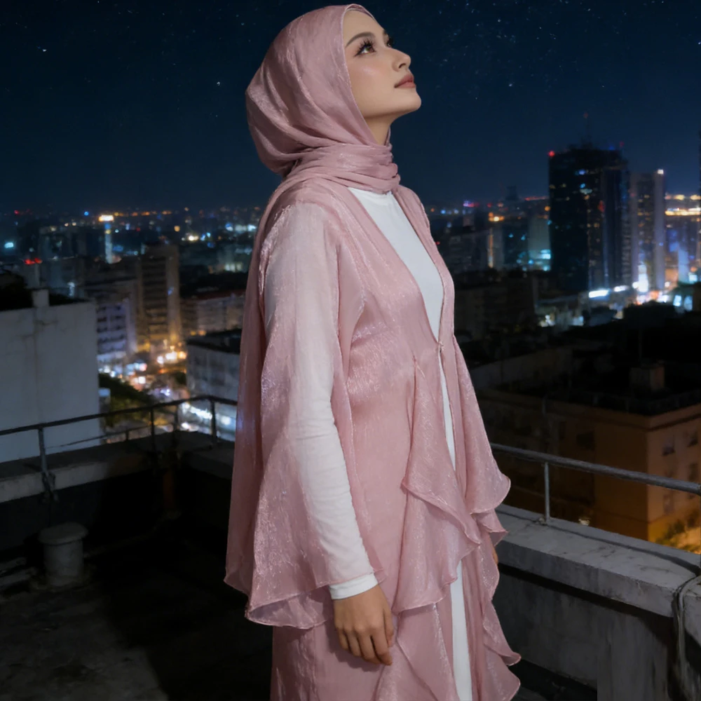 

Satin Muslim Hijab Dress Women Dubai Abaya Turkey Kaftan Eid Djellaba Kebaya Caftan Marocain Femme Robe Islam Jalabiya Kimono