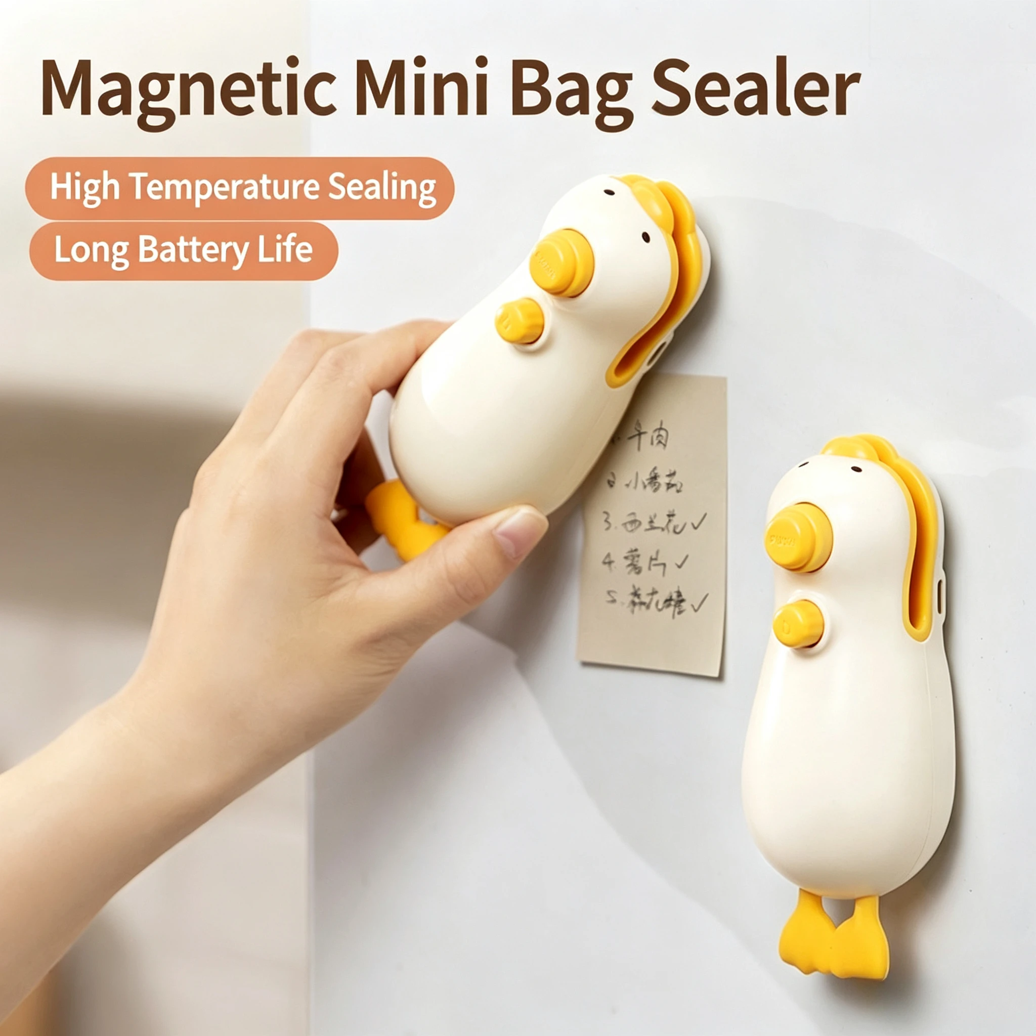 Duck-Shaped Rechargeable Vacuum Sealer, 2-in-1 Portable Handheld Bag Sealer for Freshness Storage – Compact Kitchen Appliance
