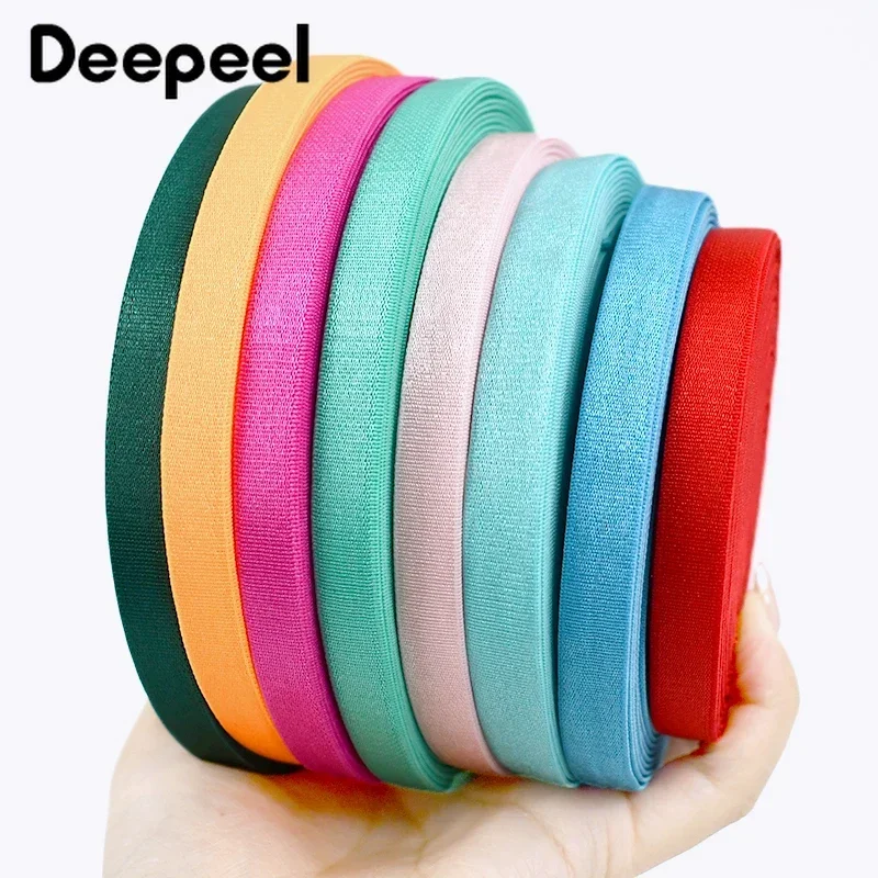 5/10Meters Deepeel 10mm Colored Nylon Elastic Bands Soft Bra Ribbon Shoulder Strap Clothing Belt DIY Sewing Decoration Accessory