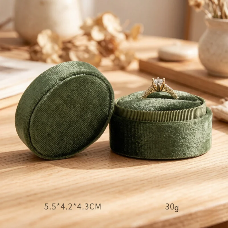 5.5x4.2x4.2cm Corduroy Hexagon Ring Box, Small Flannelette Jewelry Box for Wedding & Engagement, 4 Colors Available