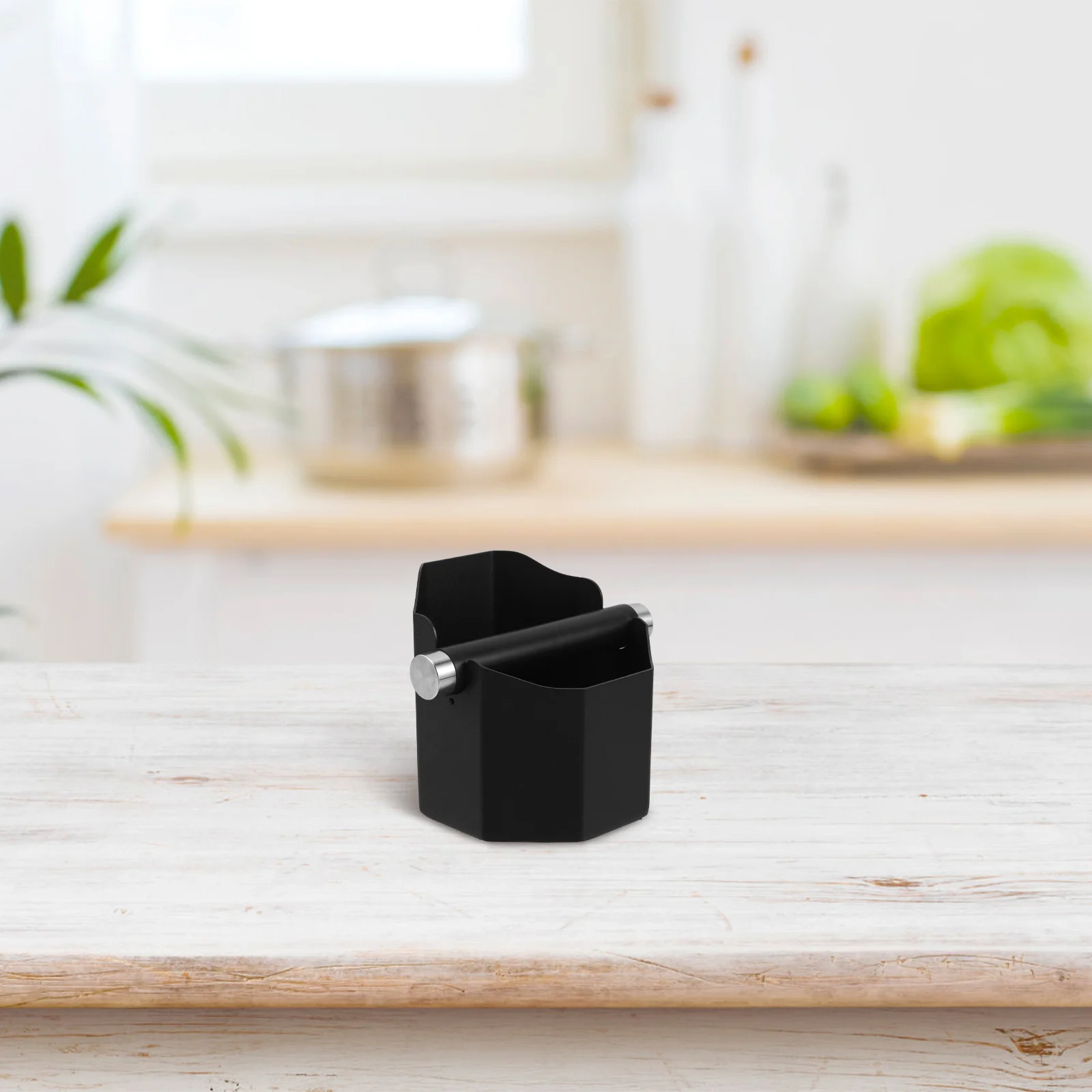 Knock Box Stainless Steel Espresso Grounds Container Compact Coffee Waste Bin For Home Use Easy Clean Round Design Coffee