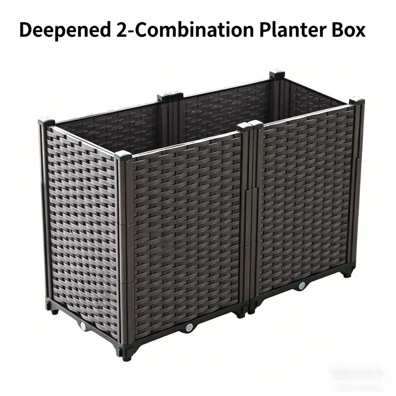 

Large 80x40x52cm Extra Deep 2 Tier Raised Garden Bed Plastic Planter Box for Vegetables Flowers Herbs - Outdoor Patio Balcony G