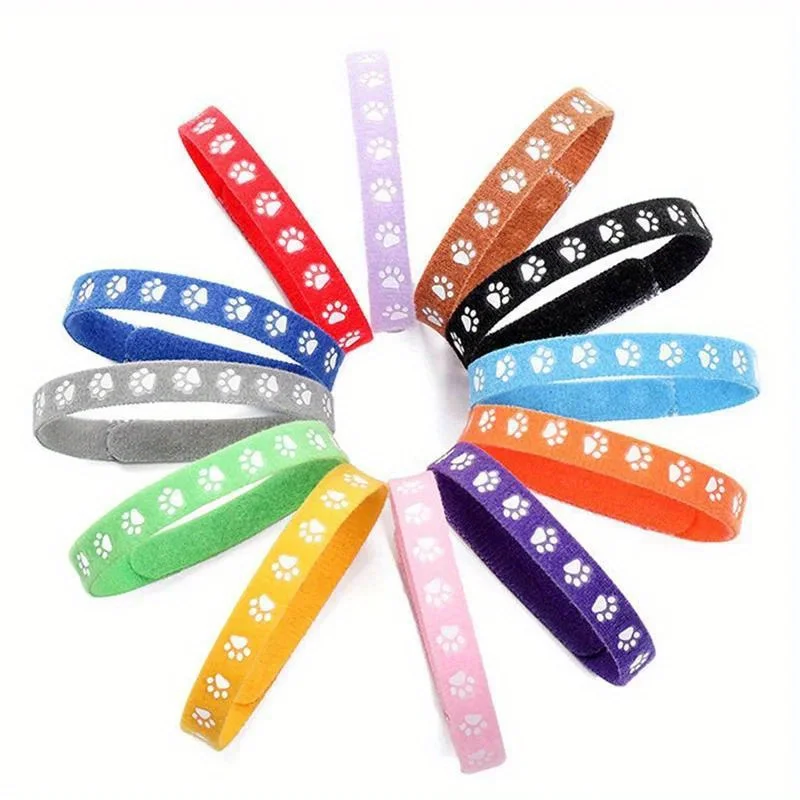 12pcs Pet Classification Collar Puppy Kitten Identification Footprint Collar Newborn Puppy Cat Birth Milk Dog Necklace Pet
