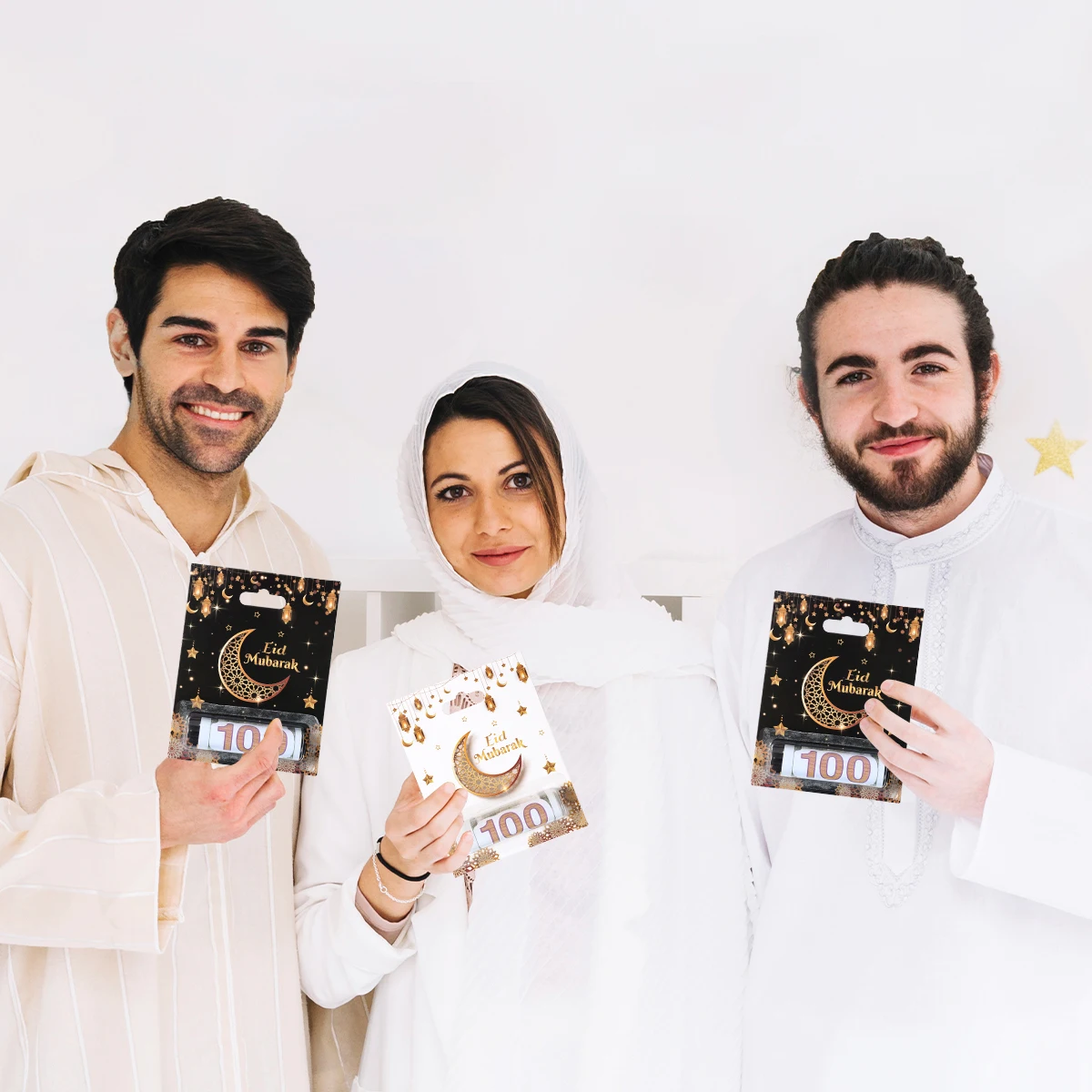 6/12 قطعة مغلفات عيد مبارك المال كليب حامل بطاقة رمضان مبارك ديكور 2025 الإسلامي مسلم عيد الفطر لوازم الحفلات المنزلية