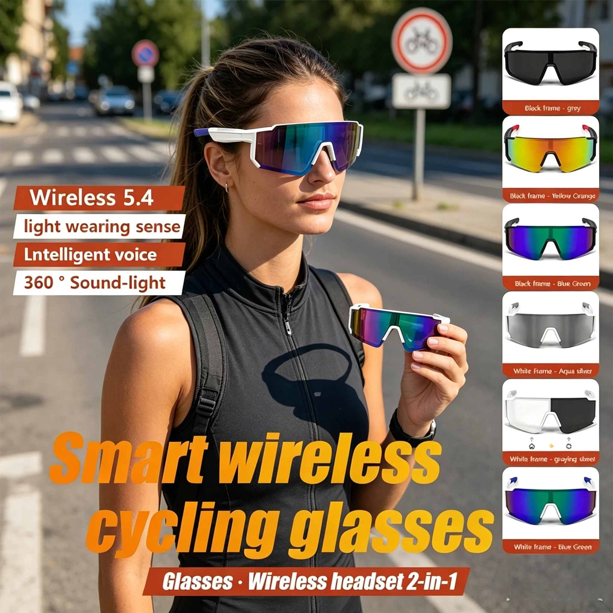 

2026 New Outdoor Sports Smart Glasses Wireless Bluetooth Call Music Cycling AI Audio Sunglasses