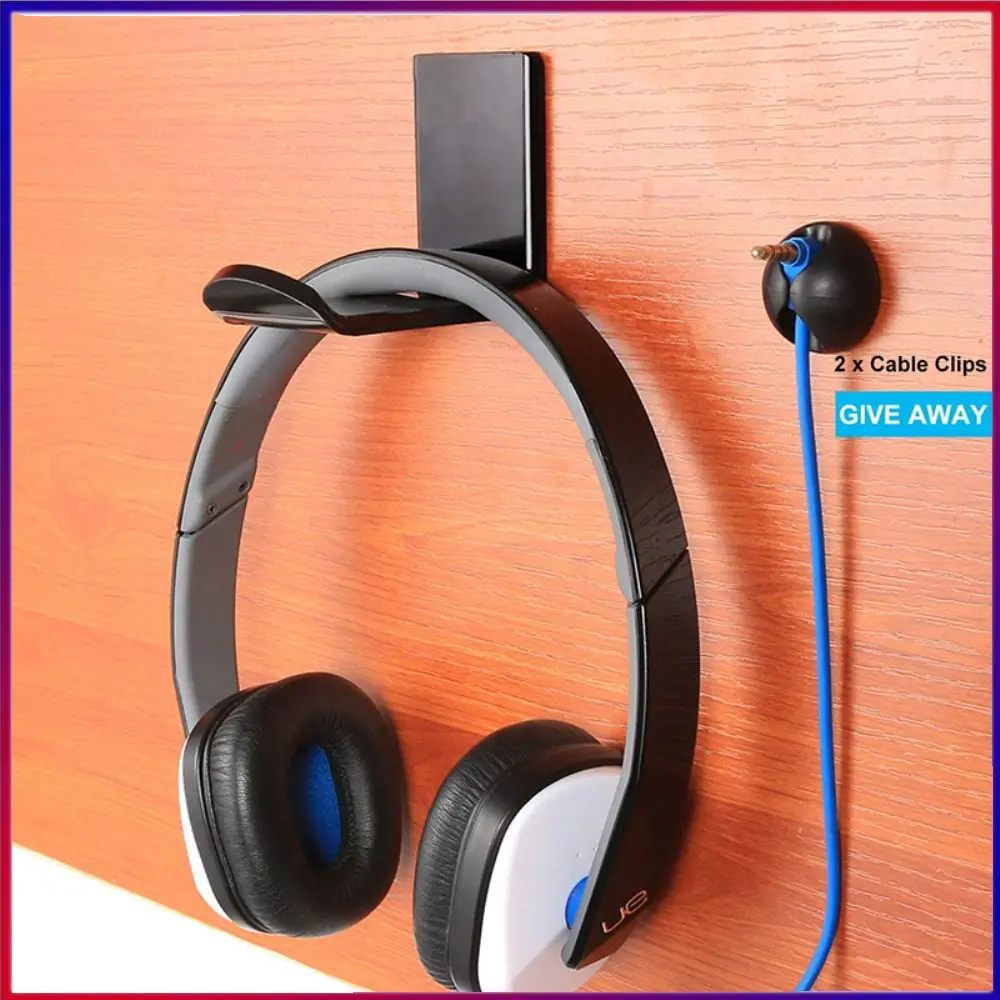 PC Gaming Headset Hook Self-adhesive Headphone Holder Wall Mounted Headset Holder Mount Plastic Gaming Headset Hanger