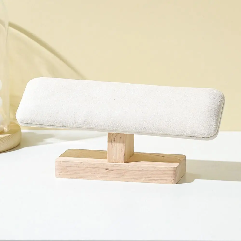 Wooden Bracelet Display Stand Single Layer Velvet Jewelry Chain Holder Watch Display T-bar Jewelry Organizer Bar Headband