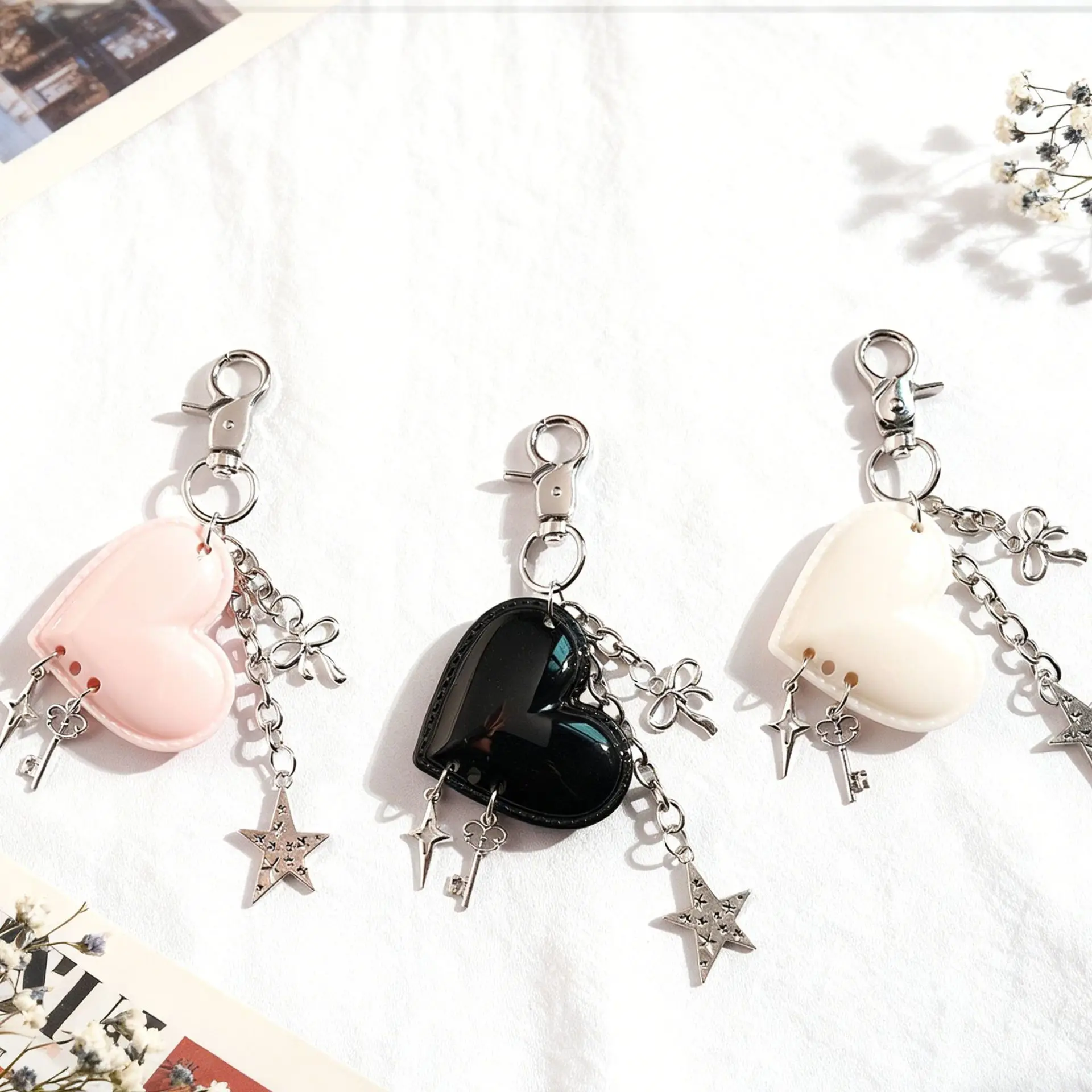 

2025 New Ins Sweet, Simple and Exquisite Pink Bow Love Tulip Sling Mobile Phone Chain Trendy Lanyard Fashion