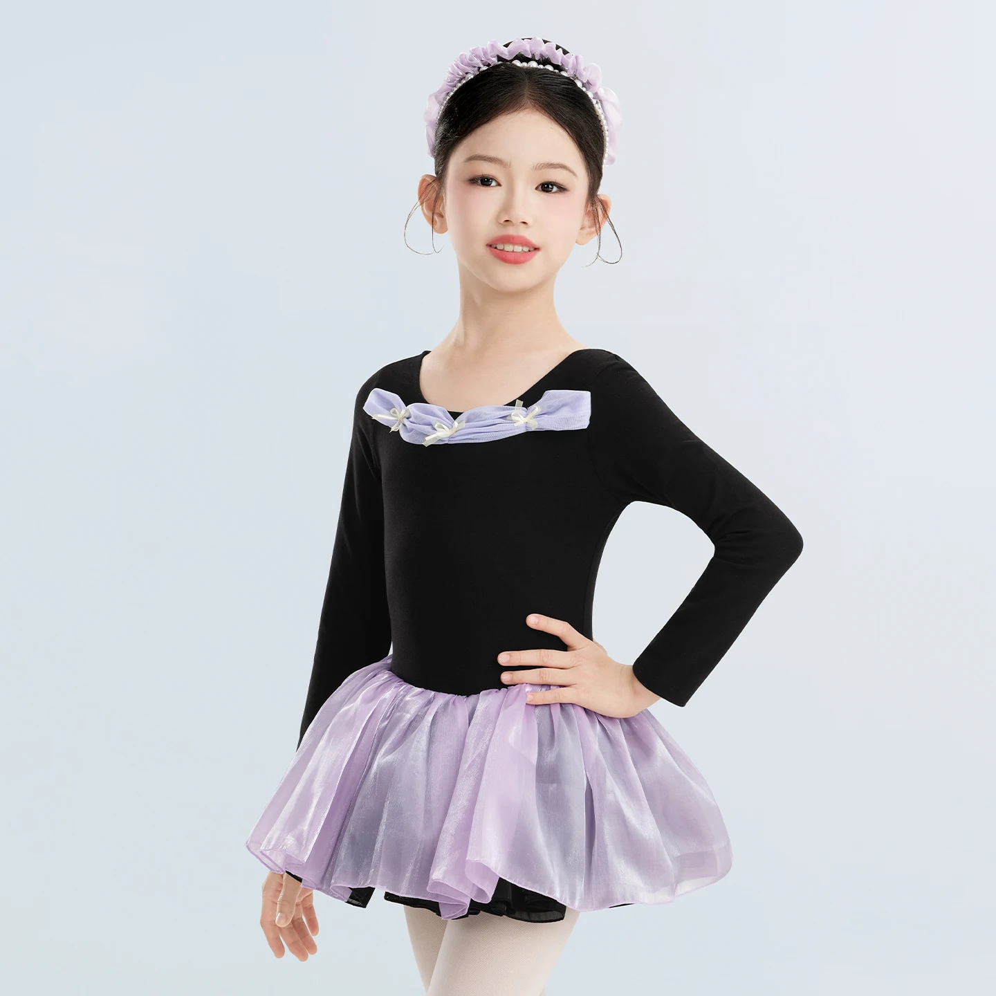 Robe Tutu de Ballet pour filles, jupe bouffante en Organza papillon, jupe en maille, manches longues bouffantes, Costumes de justaucorps de danse et de gymnastique pour enfants