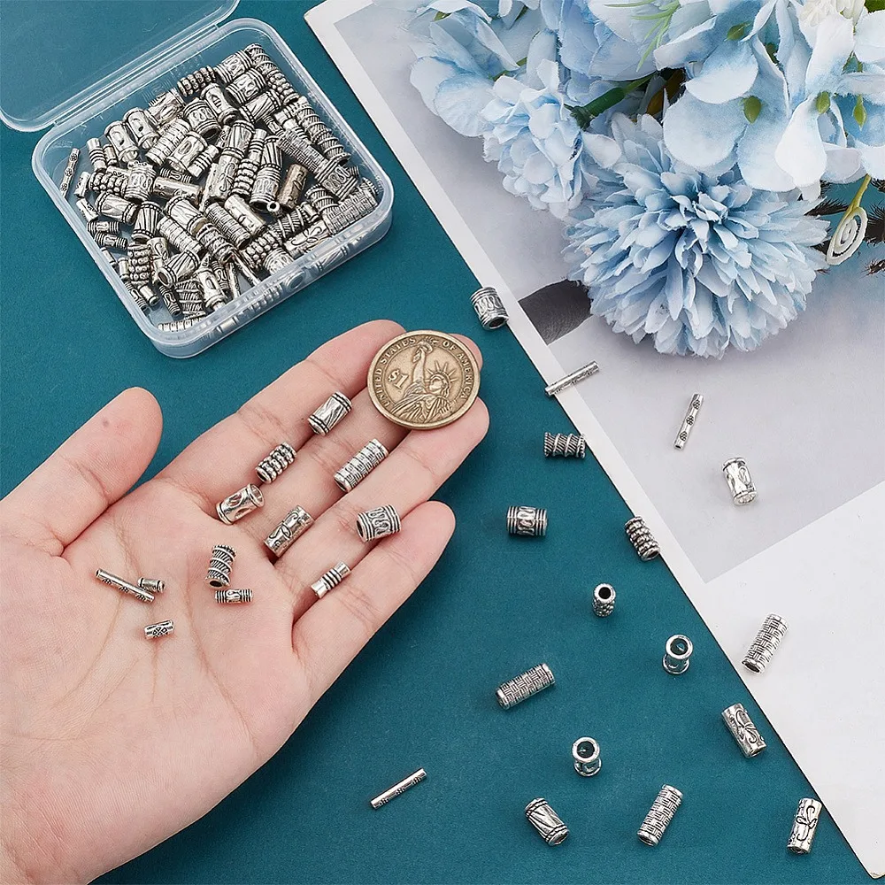 1 صندوق 120 قطعة 12 أنماط نمط سبائك أنبوب الخرز العمود 6 ~ 14x2.5 ~ 7 مللي متر ثقب: 1.2 ~ 4 مللي متر 10 قطعة/نمط #3