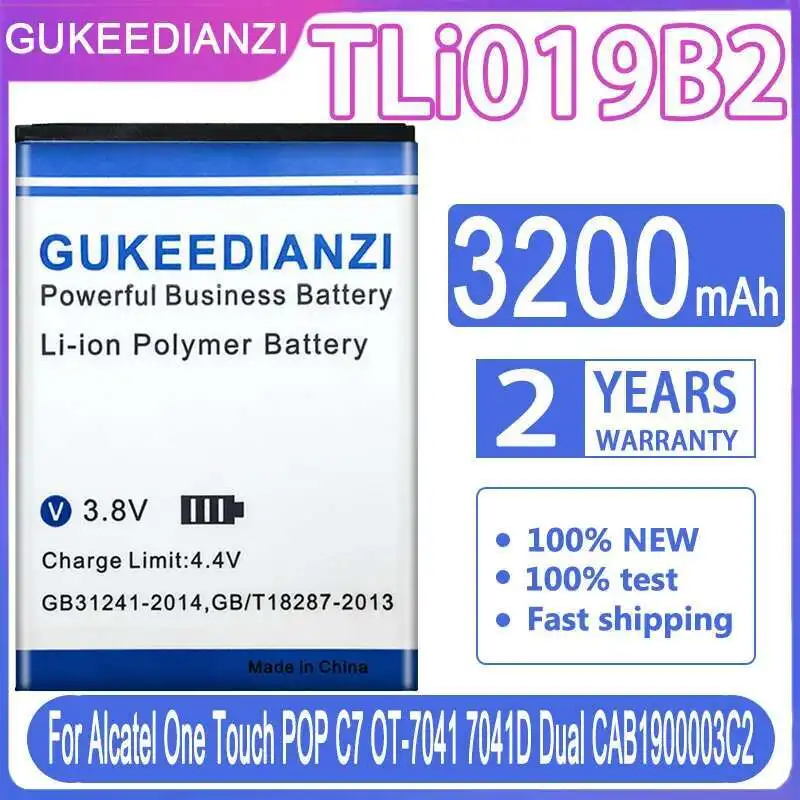 

For Alcatel One Touch Pop C7 OT-7041 7041D Dual CAB1900003C2 Lightweight Mobile Phone Battery 3200Mah High Performance Tli019b2