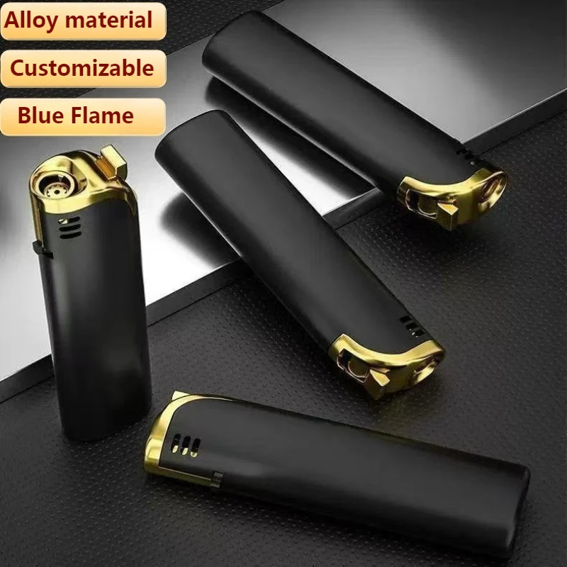 

New Metal Windproof Blue Flame Lighter Disposable Matte Hotel Advertising Customized Men's Smoking Accessories Cigarette Lighter