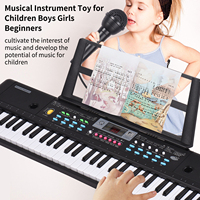 61 Keys USB Electronic Organ Kids Electric Piano with Microphone Black Digital Music Electronic Keyboard LED Display