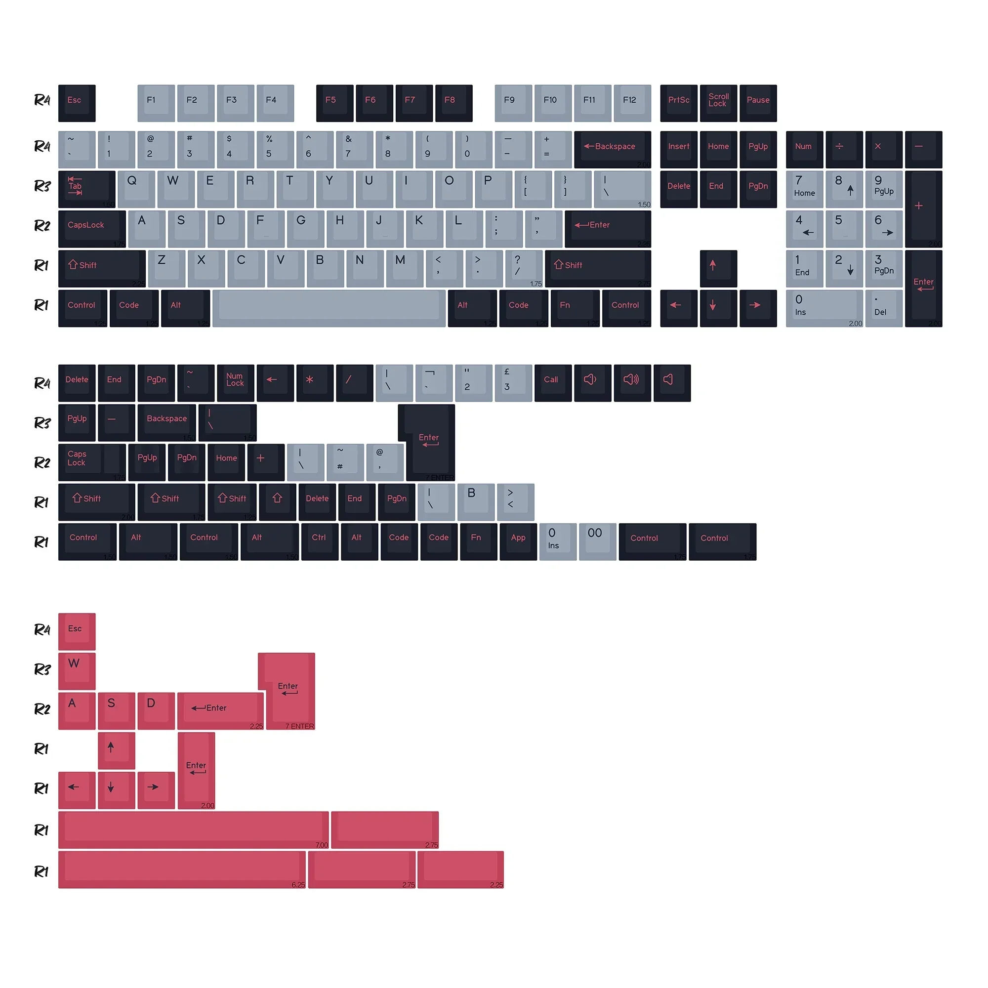 Kbdiy cereja perfil gmk azul samurai keycaps duplo tiro pbt keycap
