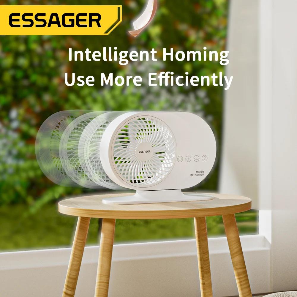 Imagem -03 - Essager-ultra Silencioso Mini Desk Fan Desktop Fan 70 ° Girar Controle de Voz Inteligente para Casa Escritório Viagem Velocidade