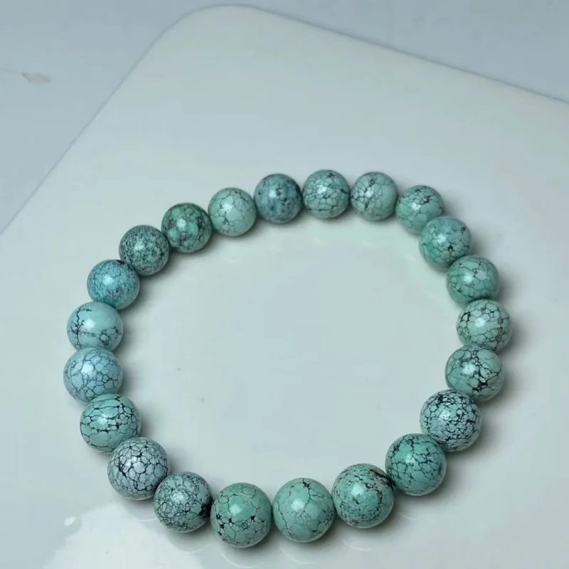 Natural Raw Ore Turquoise round Beads Wholesale Bracelet Unoptimized Quality as Shown in the Picture Beautiful Color