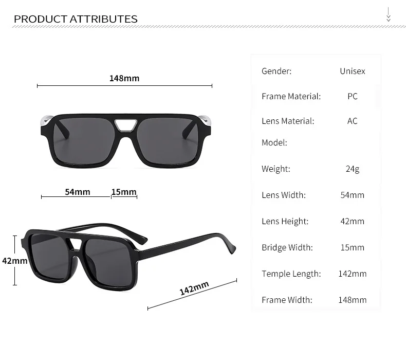 Damen Herren Quadratische Sonnenbrille Retro Polygonale Sonnenbrille Schwarz Retro Modeaccessoires Geeignet für Geschenke 307460 – Detail 2