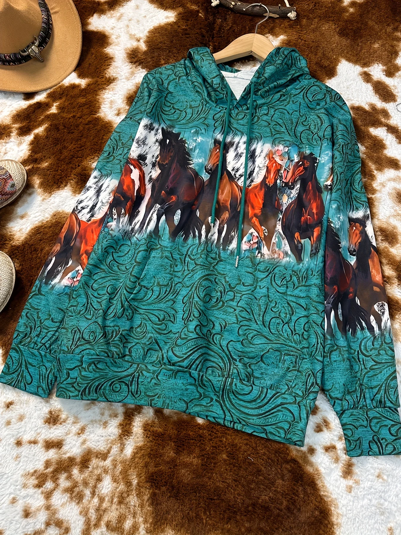 المرأة الغربية العرقية طباعة البلوز هوديي عارضة الرجعية طباعة مقنعين البلوز الملابس النسائية قمم