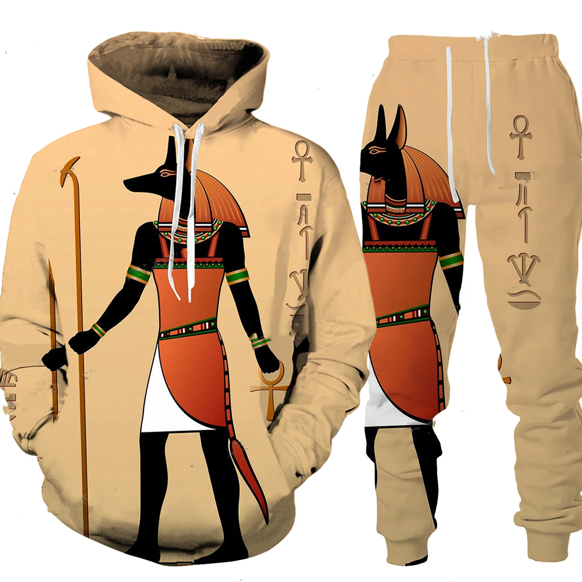 Conjunto de Sudadera con capucha y pantalones con estampado 3D para hombre y mujer, ropa Tribal egipcia informal con estampado de Ojo de Horus Dios