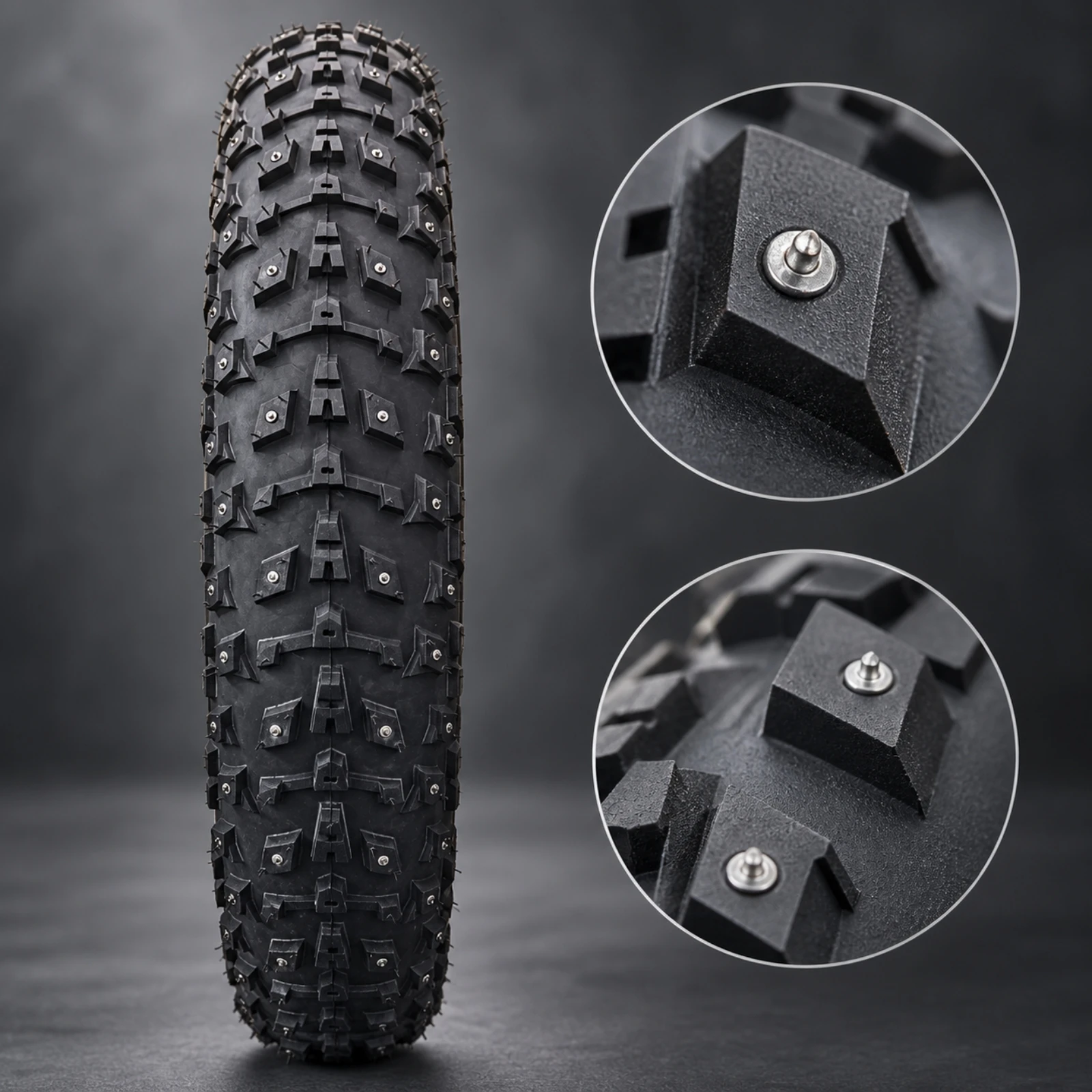 20 X 4.0 Studded Weight Bike Tire Thick Rubber Knobby Weight Cycle Tire with Metal Studs Heavy Duty Wear-Resistant
