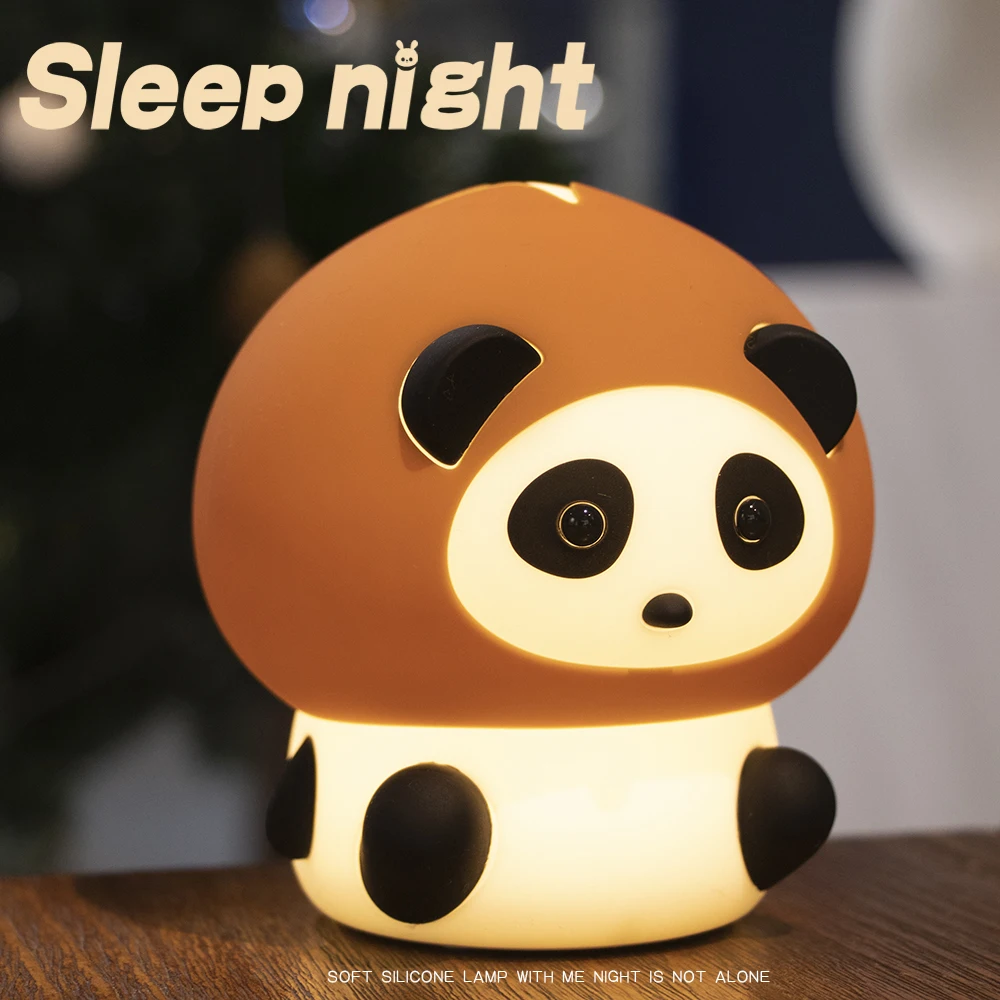 Chestnut Panda Cute Night Light for Kids Lamp Chestnut Warm Color Dimming RGB Patting Lamp Perfect for Babies and Kids' bedrooms