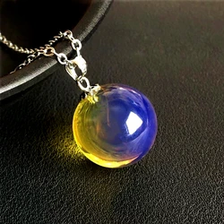 Natural Blue Amber Gemstone Round Ball Pendant 16mm Red Yellow Gold Amber Sphere Pendant Necklace Women Men Gemstone AAAAA