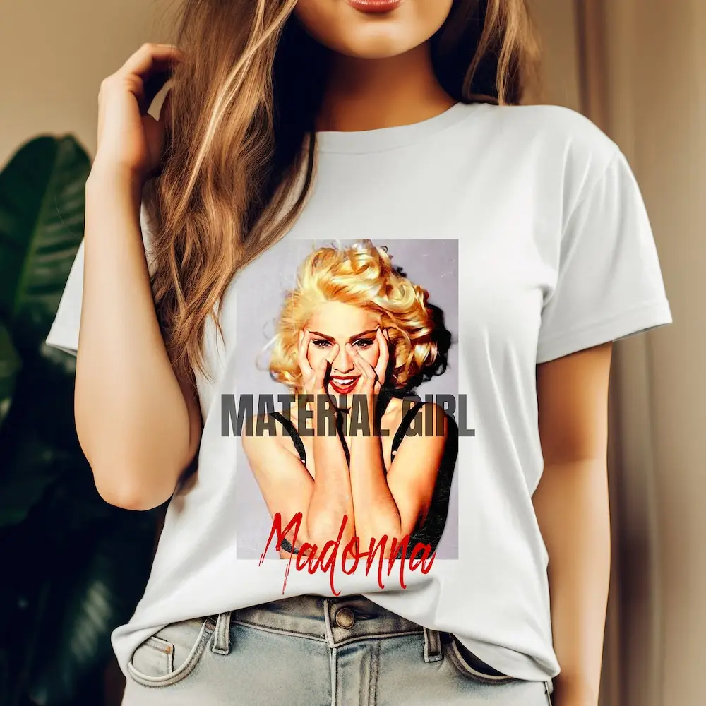 Material Mädchen Vintage T-Shirt Madonna klassisches Album inspiriert Tour Musik Merch Schwergewicht Komfort Farben