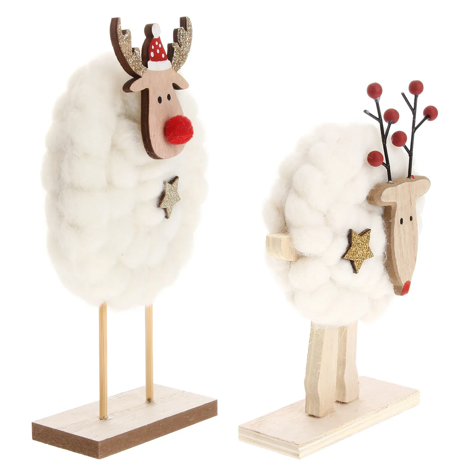 

2Pcs Premium Wool Felt Sheep Figurines Festive Lamb Decorations for Tabletop Shelf Mantel Christmas Wedding Anniversary Party