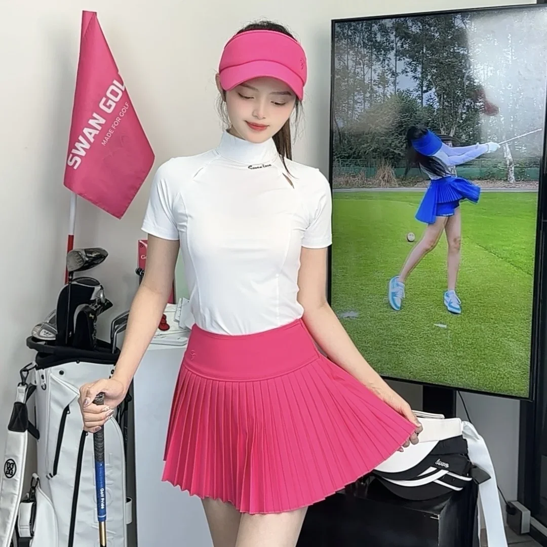 SWAN LOVE GOLF 25 new golf women's autumn and winter long-sleeved tops pleated skirt quick-drying slim and elegant golf uniforms