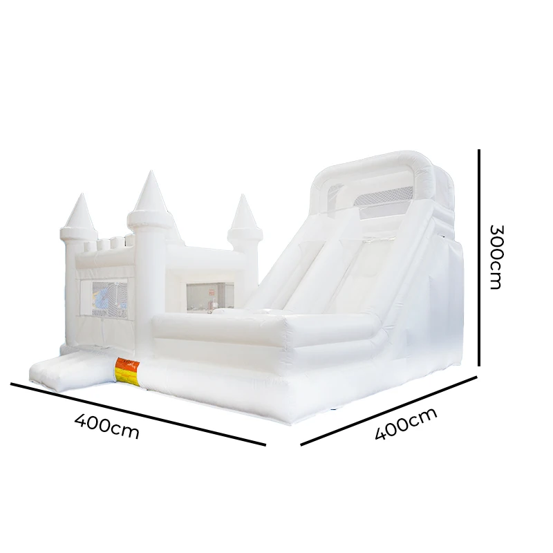 Inflatable White Wedding Bounce House With Blower, PVC Bouncy Castle Bouncer Suitable For Weddings, Birthdays, Parties