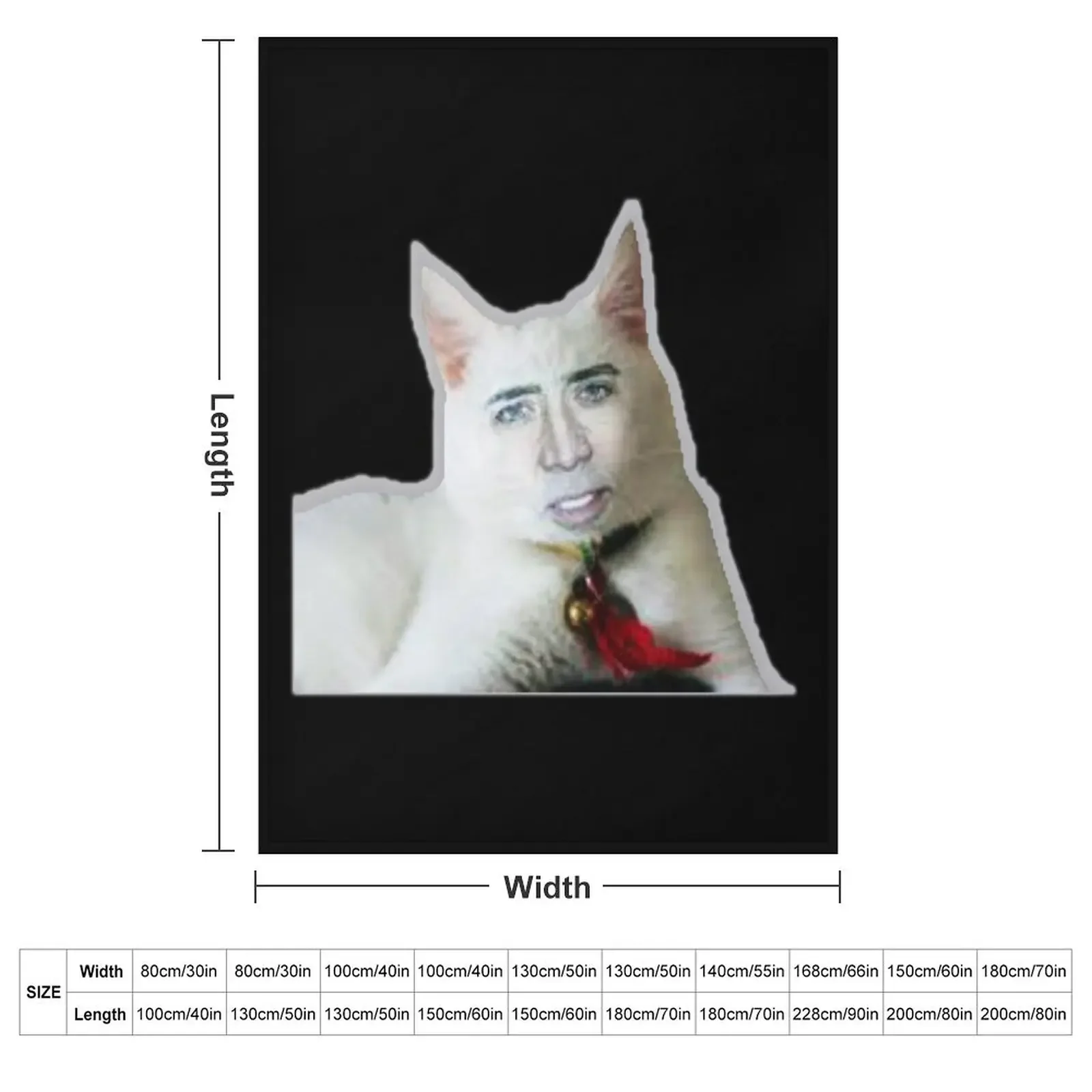 Nicolas Cage as Cat - Nicholas Cage - Nick Cage - Nic Throw Blanket Large Tourist Blankets