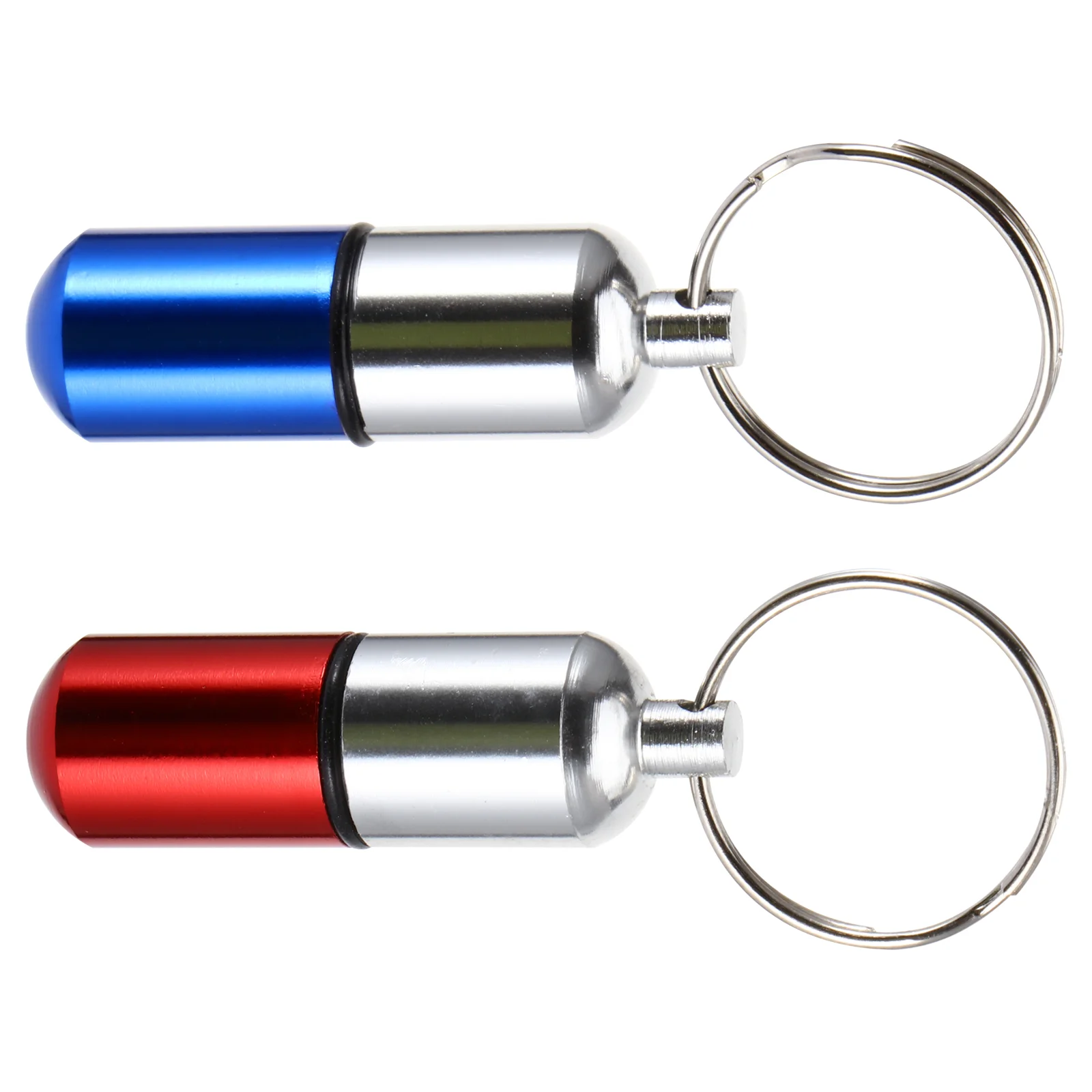 

2 Pcs Medicine Bottle Keychain Outdoor Pill Container Sealed Jar Fob Aviation Aluminum Waterproof Travel Lightweight