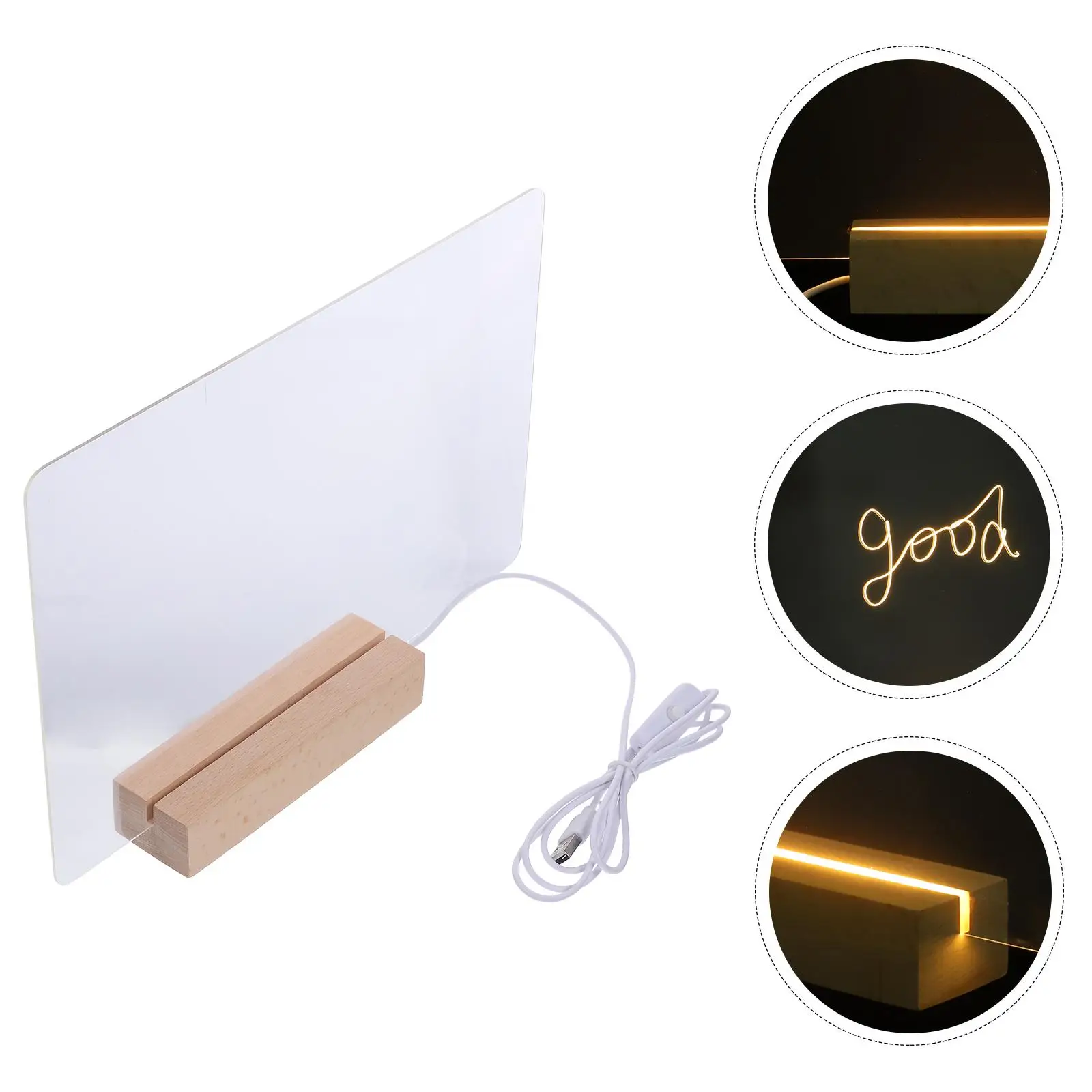 Acrylic Note Board Erasable Writing Office Memo Tabletop Lamp Message Large Warm Light Night Practical Whiteboard