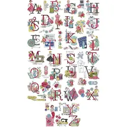 Alphabet-Sewing Girl Cartoon Pattern Cross Stitch Kits DIY Handmade Needlework 14 16 11ct Printed Canvas Fabric Embroidery Set