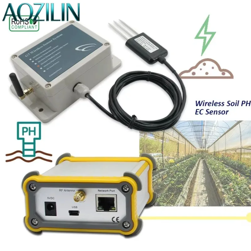 AOZILIN Waterproof Soil Analyzer Sensor With Data Logger PH Temperature EC Tester For Intelligent Agriculture Detection