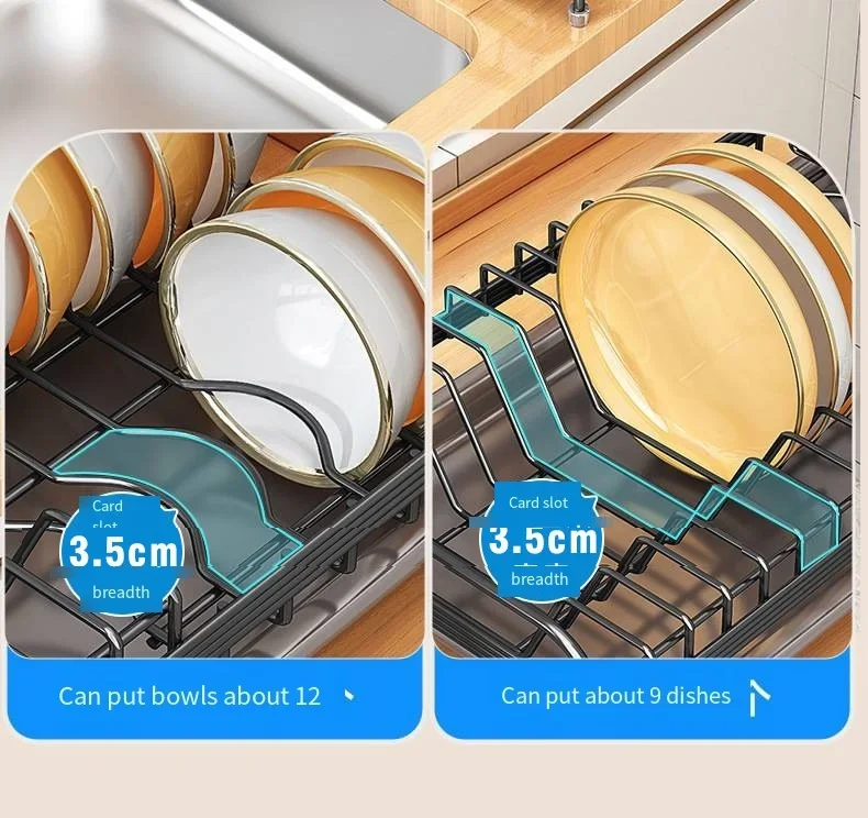 Stojak na naczynia do szafki, wielofunkcyjny ociekacz na naczynia, pojemnik na pałeczki, organizer do przechowywania, wysuwana tacka na miski, ociekacz, organizacja gospodarstwa domowego